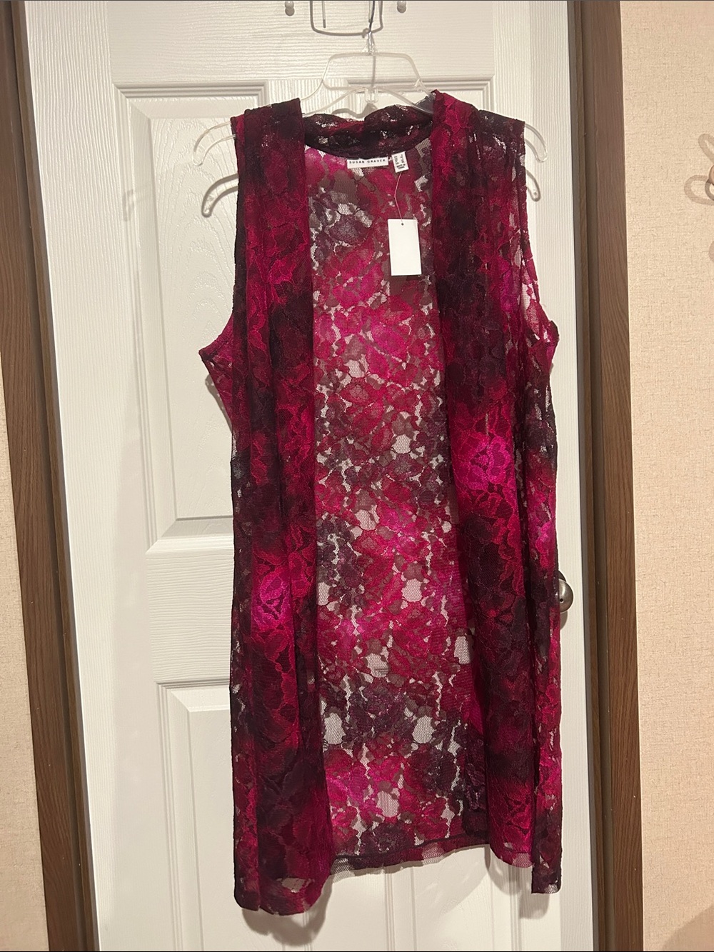 Susan graver large lace vest duster